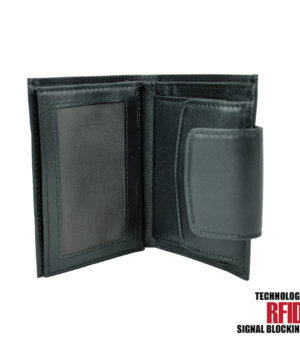 Kožená RFID peňaženka vybavená blokáciou RFID / NFC, čierna farba č.8211